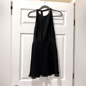100% Silk Black Dolce Vita Dress with T-backline and Pleats